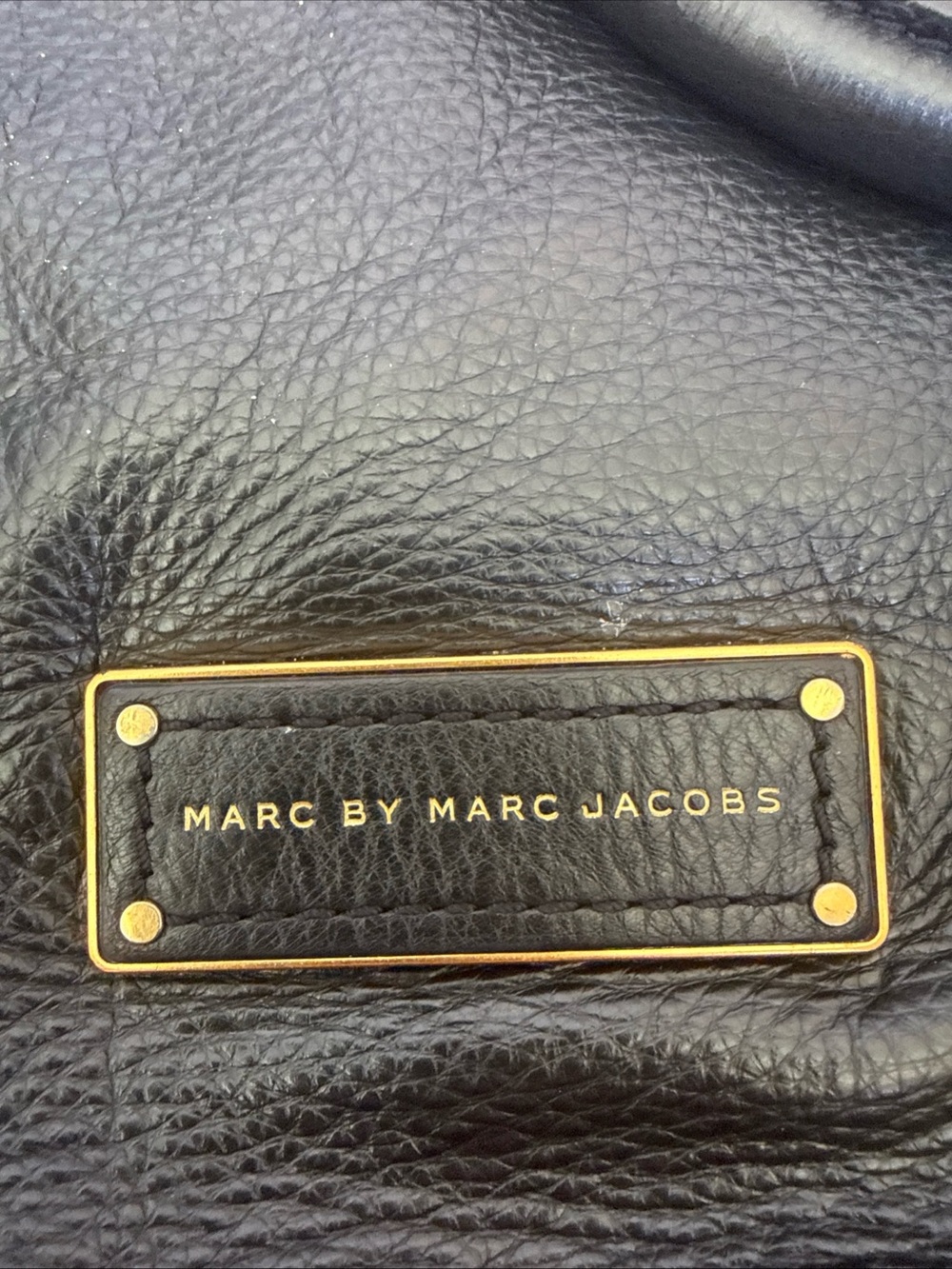 Marc by Marc Jacobs Black Pebble Leather Tote Bag with Gold Hardware - Picture 8 of 12